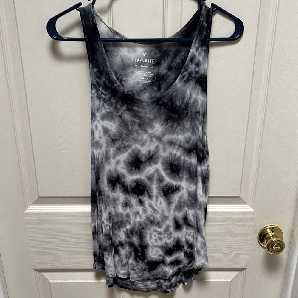 Women's Black and White Tie-Dye Tank Top
